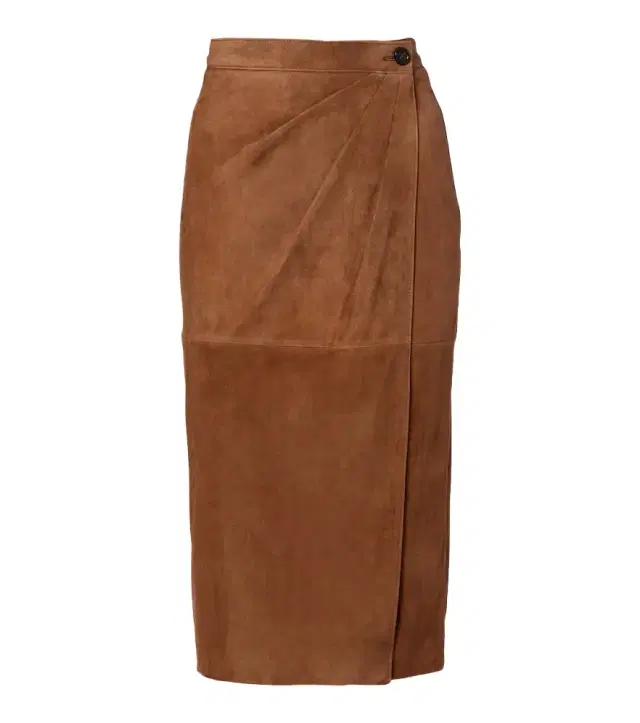 Max Mara Jerez gathered suede pencil skirt