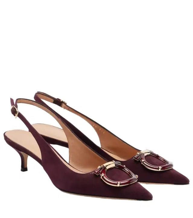 Sara 40 Gancini suede slingback pumps