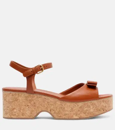 Ferragamo Selna leather wedge sandals | Thumbnail 2