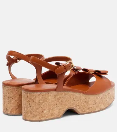 Ferragamo Selna leather wedge sandals | Thumbnail 4
