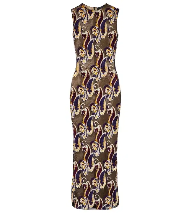 Etro Paisley semi-sheer midi dress