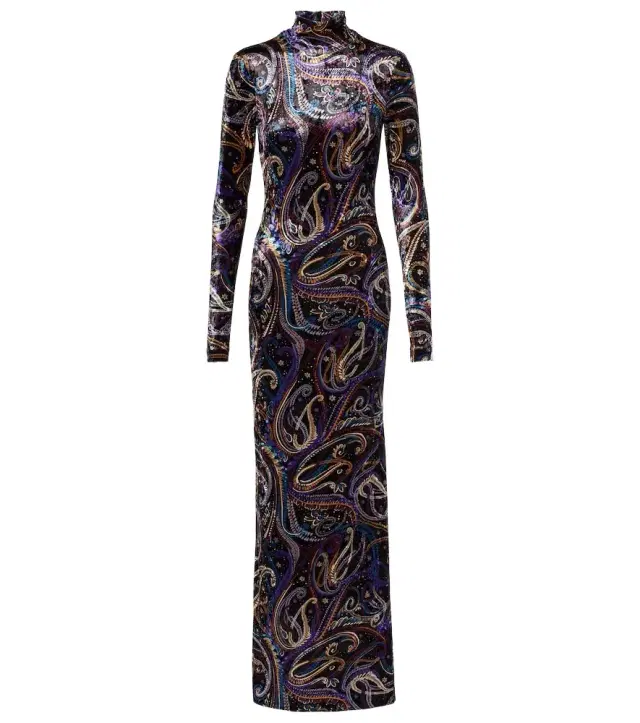 Etro Sequined turtleneck gown