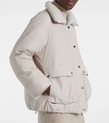 Brunello Cucinelli Shearling-trimmed taffeta down jacket | Thumbnail 2 Brunello Cucinelli Shearling-trimmed taffeta down jacket | Thumbnail 2