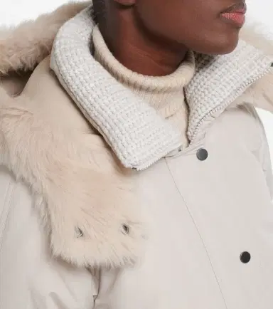 Brunello Cucinelli Shearling-trimmed taffeta down jacket | Thumbnail 4 Brunello Cucinelli Shearling-trimmed taffeta down jacket | Thumbnail 4