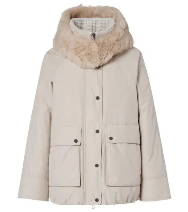 Brunello Cucinelli Shearling-trimmed taffeta down jacket
