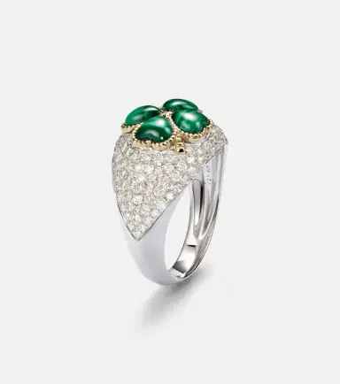 Yvonne Léon Yvonne Léon 9kt white gold ring with diamonds and malachite | Thumbnail 2