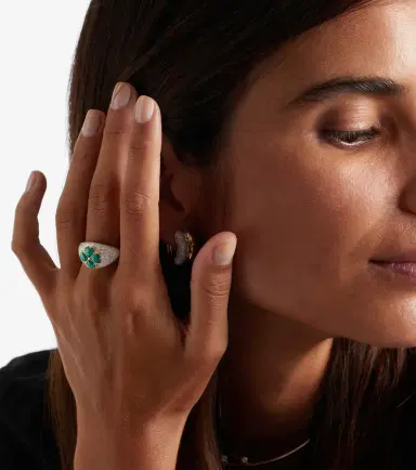 Yvonne Léon Yvonne Léon 9kt white gold ring with diamonds and malachite | Thumbnail 3