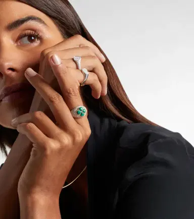Yvonne Léon Yvonne Léon 9kt white gold ring with diamonds and malachite | Thumbnail 4