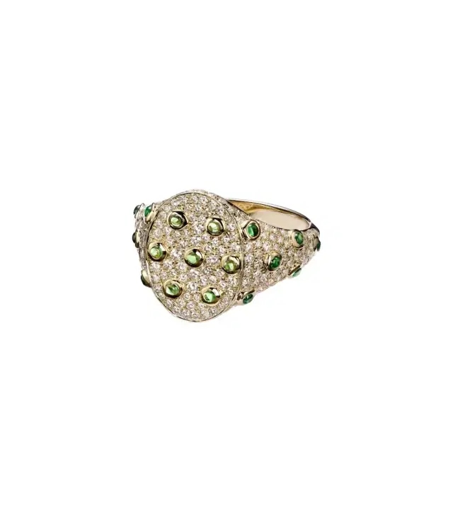 Yvonne Leon Yvonne Léon 9kt gold ring with grey diamonds and tsavorites