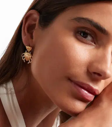 Yvonne Léon Yvonne Léon Crabe Coquillage 9kt gold earrings with diamonds | Thumbnail 5