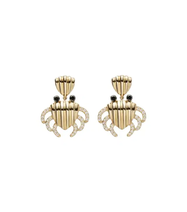 Yvonne Leon Yvonne Léon Crabe Coquillage 9kt gold earrings with diamonds