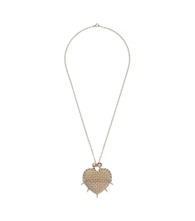 Yvonne Leon Yvonne Léon Minaudière Caur 18kt and 9kt gold pendant necklace with diamonds and tourmalines