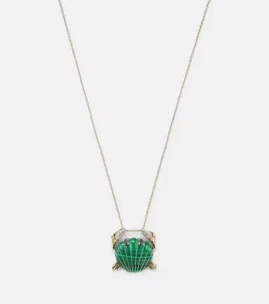 Yvonne Léon Yvonne Léon Crabe Coquillage 9kt gold pendant necklace with malachite and diamonds | Thumbnail 2