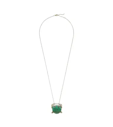 Yvonne Léon Yvonne Léon Crabe Coquillage 9kt gold pendant necklace with malachite and diamonds | Thumbnail 1