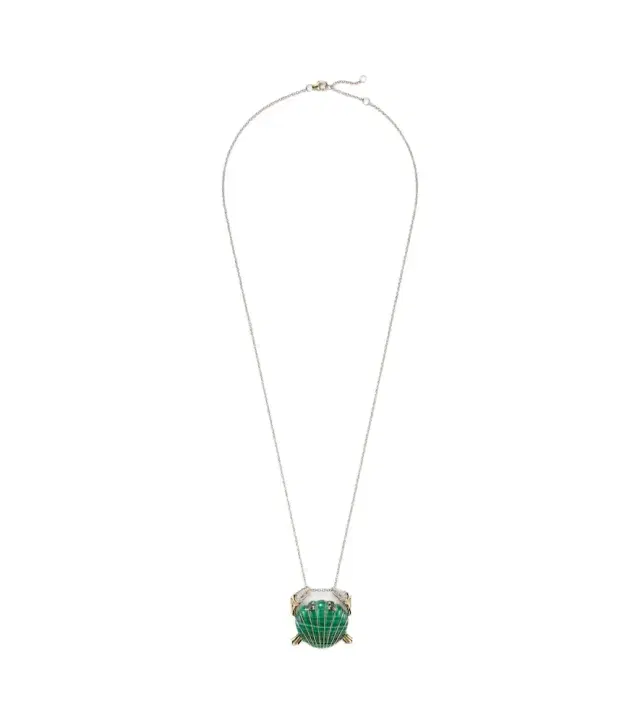 Yvonne Leon Yvonne Léon Crabe Coquillage 9kt gold pendant necklace with malachite and diamonds