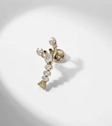 Yvonne Leon Yvonne Léon Homard Mini 9kt gold single earring with diamonds | Thumbnail 3