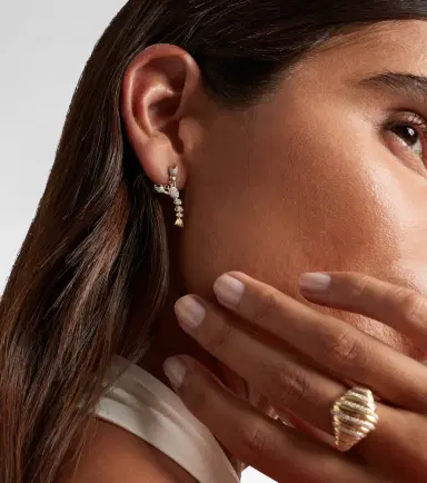 Yvonne Leon Yvonne Léon Homard Mini 9kt gold single earring with diamonds | Thumbnail 5