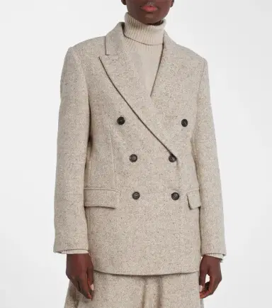 Brunello Cucinelli Double-breasted wool and silk-blend blazer | Thumbnail 4
