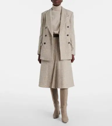 Brunello Cucinelli Double-breasted wool and silk-blend blazer | Thumbnail 5