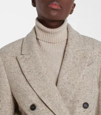 Brunello Cucinelli Double-breasted wool and silk-blend blazer | Thumbnail 6