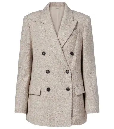 Brunello Cucinelli Double-breasted wool and silk-blend blazer | Thumbnail 1