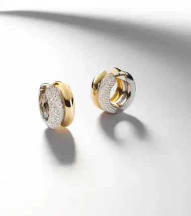 Yvonne Léon Yvonne Léon 9kt white and yellow gold hoop earrings with diamonds | Thumbnail 3 Yvonne Léon Yvonne Léon 9kt white and yellow gold hoop earrings with diamonds | Thumbnail 3