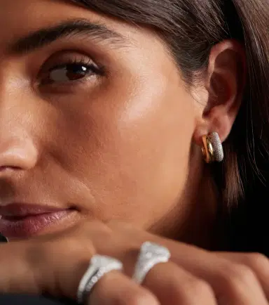 Yvonne Léon Yvonne Léon 9kt white and yellow gold hoop earrings with diamonds | Thumbnail 4 Yvonne Léon Yvonne Léon 9kt white and yellow gold hoop earrings with diamonds | Thumbnail 4