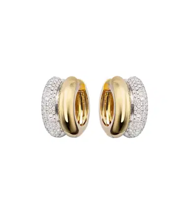 Yvonne Léon Yvonne Léon 9kt white and yellow gold hoop earrings with diamonds | Thumbnail 1 Yvonne Léon Yvonne Léon 9kt white and yellow gold hoop earrings with diamonds | Thumbnail 1