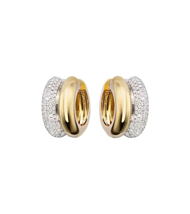 Yvonne Leon Yvonne Léon 9kt white and yellow gold hoop earrings with diamonds