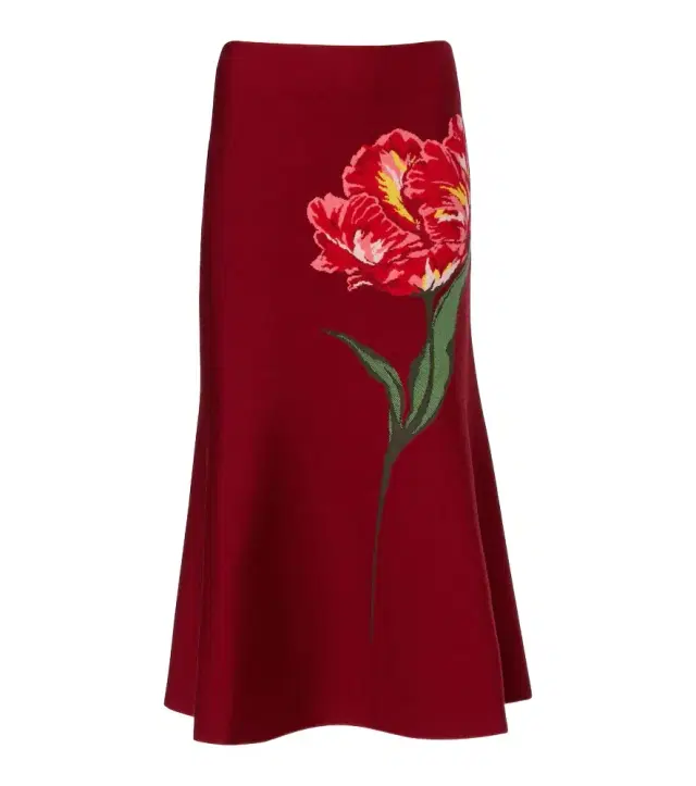 Carolina Herrera Floral jacquard cotton and wool midi skirt