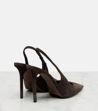 Brunello Cucinelli Monili suede slingback pumps | Thumbnail 3 Brunello Cucinelli Monili suede slingback pumps | Thumbnail 3