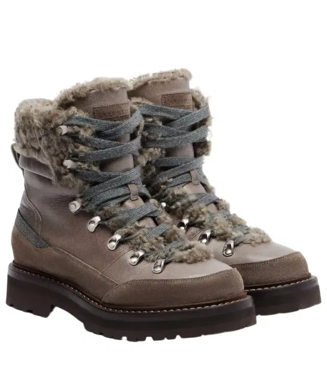 Brunello Cucinelli Shearling-lined leather ankle boots