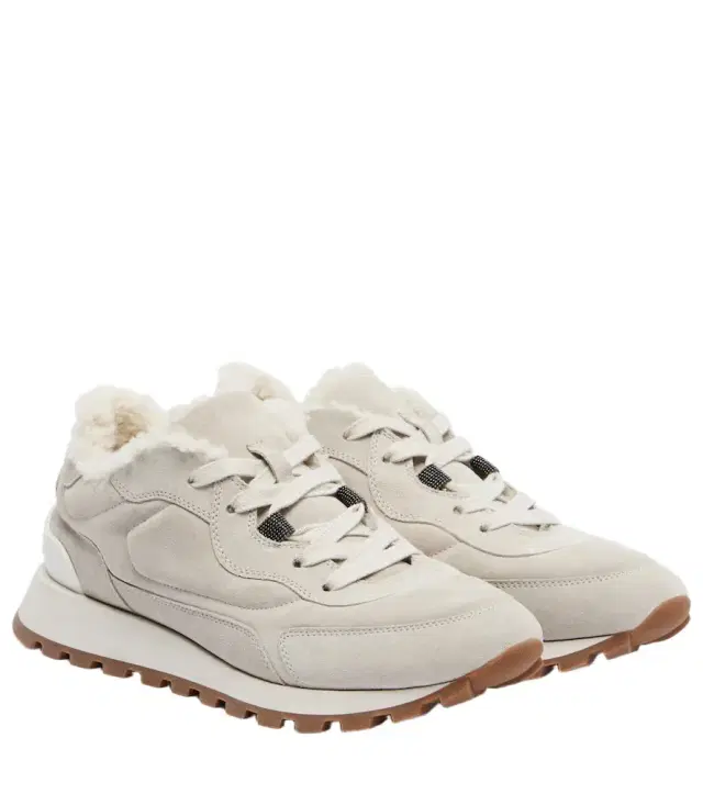 Brunello Cucinelli Shearling-lined suede low-top sneakers