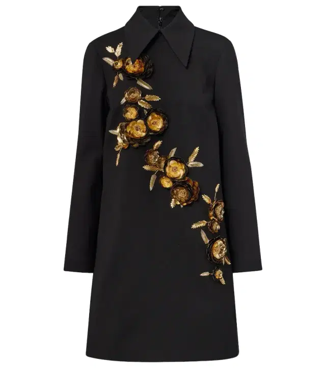 Carolina Herrera Embellished wool-blend shift dress