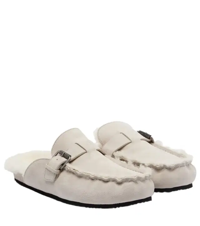 Brunello Cucinelli Monili shearling-lined suede mules