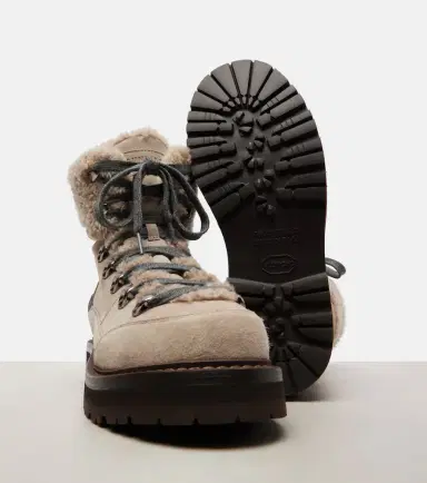 Brunello Cucinelli Shearling-trimmed suede lace-up boots | Thumbnail 3 Brunello Cucinelli Shearling-trimmed suede lace-up boots | Thumbnail 3