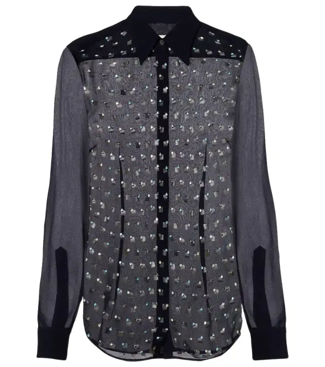 Dries Van Noten Crystal-embellished sheer shirt