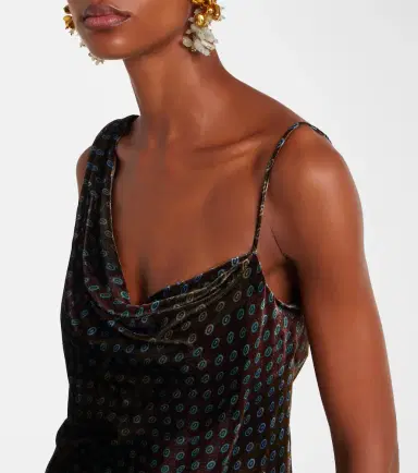 Dries Van Noten Draped printed velvet top | Thumbnail 2