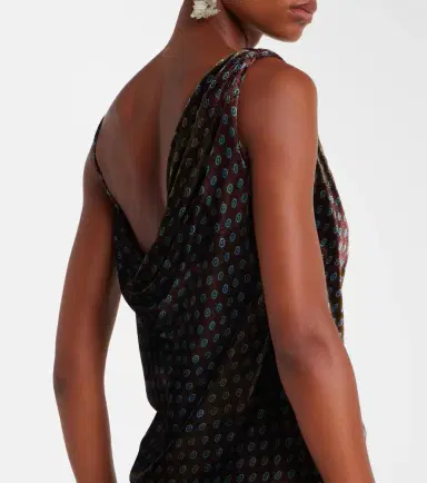 Dries Van Noten Draped printed velvet top | Thumbnail 5