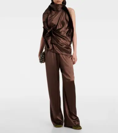 Dries Van Noten Asymmetric draped silk-blend satin top | Thumbnail 2