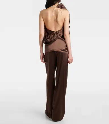 Dries Van Noten Asymmetric draped silk-blend satin top | Thumbnail 4