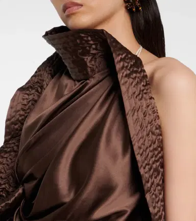 Dries Van Noten Asymmetric draped silk-blend satin top | Thumbnail 5