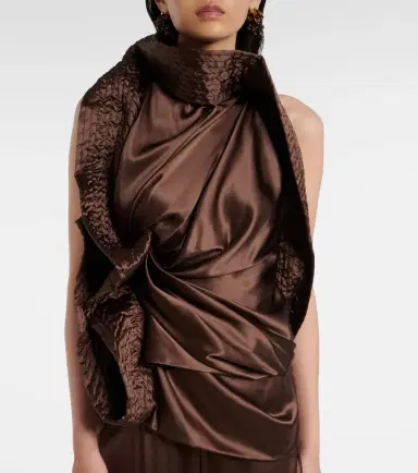 Dries Van Noten Asymmetric draped silk-blend satin top | Thumbnail 7