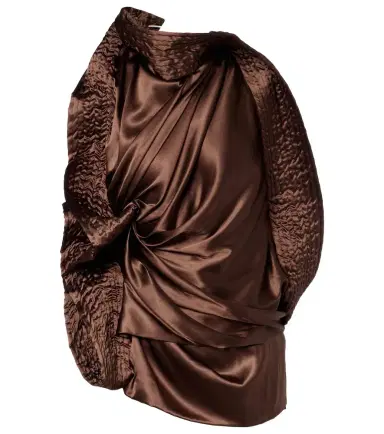 Dries Van Noten Asymmetric draped silk-blend satin top | Thumbnail 1