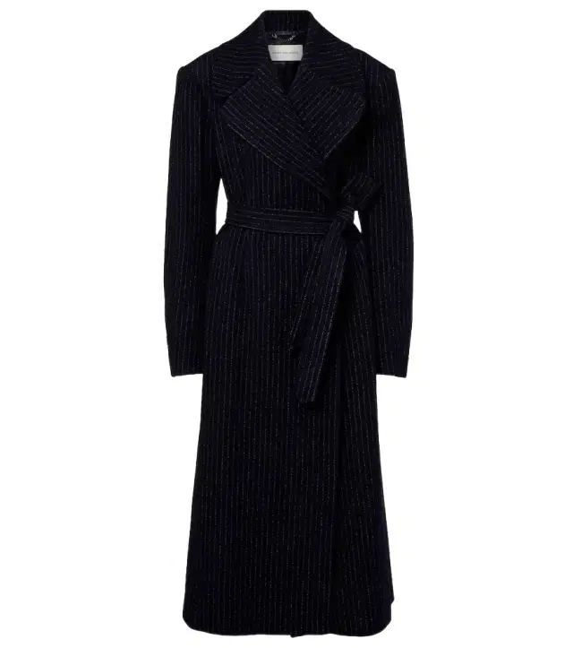 Dries Van Noten Belted pinstriped wool coat