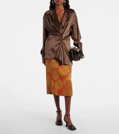 Dries Van Noten Draped silk-blend shirt | Thumbnail 2 Dries Van Noten Draped silk-blend shirt | Thumbnail 2
