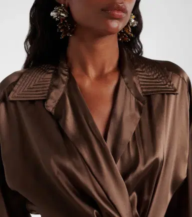 Dries Van Noten Draped silk-blend shirt | Thumbnail 3 Dries Van Noten Draped silk-blend shirt | Thumbnail 3