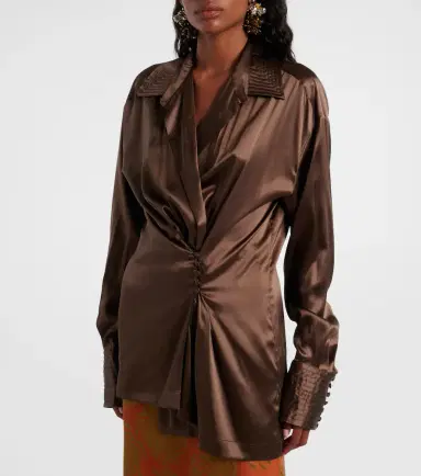 Dries Van Noten Draped silk-blend shirt | Thumbnail 4 Dries Van Noten Draped silk-blend shirt | Thumbnail 4
