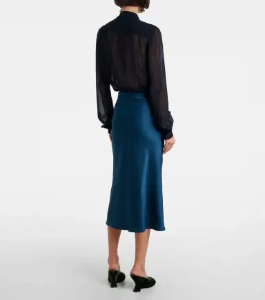 Dries Van Noten Gathered satin midi skirt | Thumbnail 3