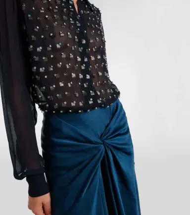 Dries Van Noten Gathered satin midi skirt | Thumbnail 5
